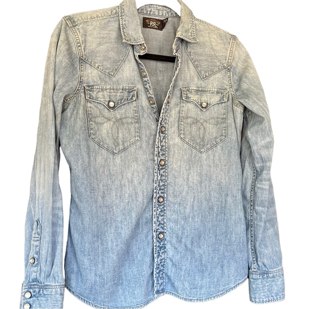 Ralph Lauren RRL Chambray Shirt with Pearl Snap Buttons Size 2